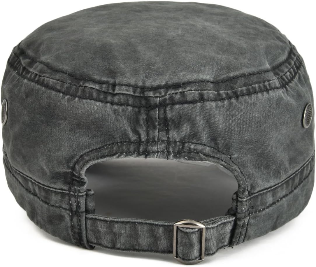 VOBOOM Washed Cotton Military Cadet Army Caps Unique Design Vintage Flat Top Hat - Image 4