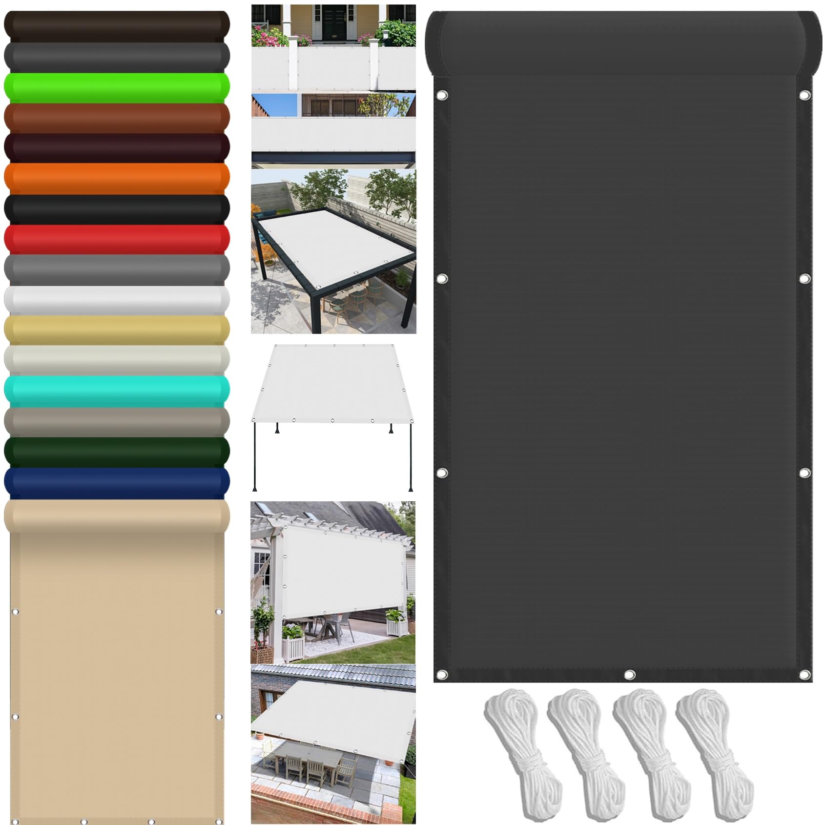 Sonnensegel 120 x 200 cm,Wasserabweisend Sonnenschutz Windschutz mit 98% Uv Schutz, Sonnenschutz Netz Rechteckig,Für Terrasse Garten, Dunkelgrau