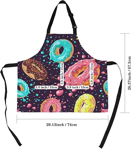 Miniatura 2 de Delantal para hombres y mujeres, delantales de cocina con cuello ajustable, babero de cocina para cocinero y hornear