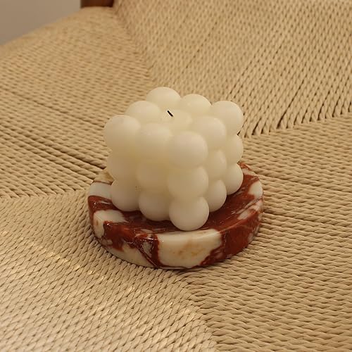 Miniatura 4 de Jabonera de mármol rojo Calacatta natural, plato redondo para joyas, soporte de esponja para baño, cocina