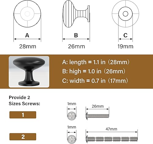 Miniatura 3 de Vakoo Paquete de 10 pomos para armario de cocina, pomos para cajones, tiradores de puerta, color negro