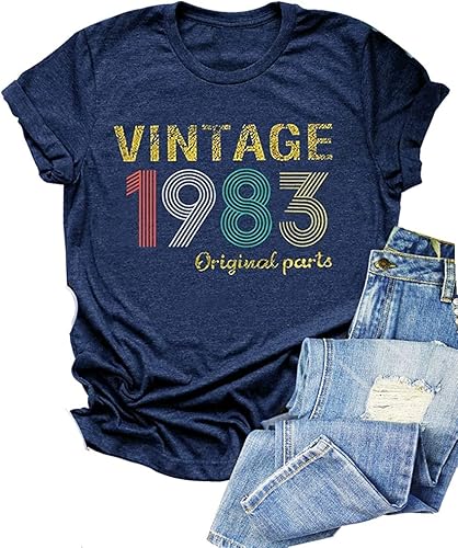 Camiseta vintage de 1983 para mujer camisetas de cumpleaños 40 para mujer idea de regalo camisetas retro para fiesta de cumpleaños