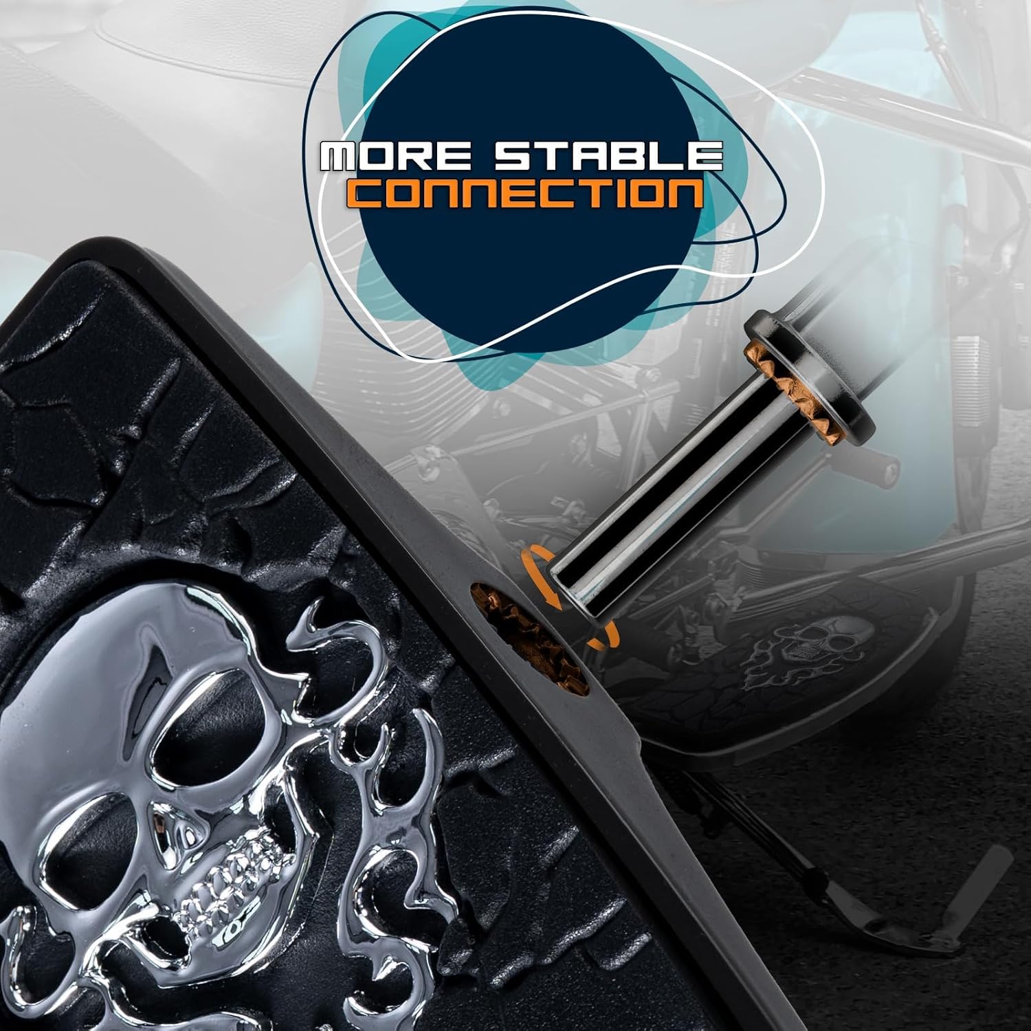 Front Rear Rider Passenger Floorboard FootPeg for Victory Cross Country Hammer Vegas 8-Ball Kingpin Indian Chief Dark Horse Chieftain Springfield etc (Metal Skull, Gloss Black)