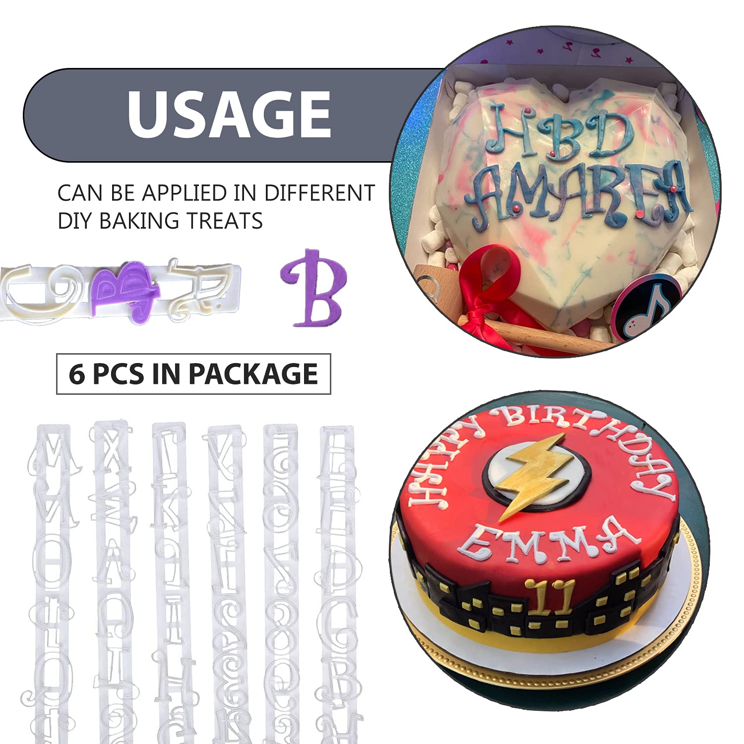 6 PCS Alphabet Cookie Stamps Set, Including Numbers and Punctuation