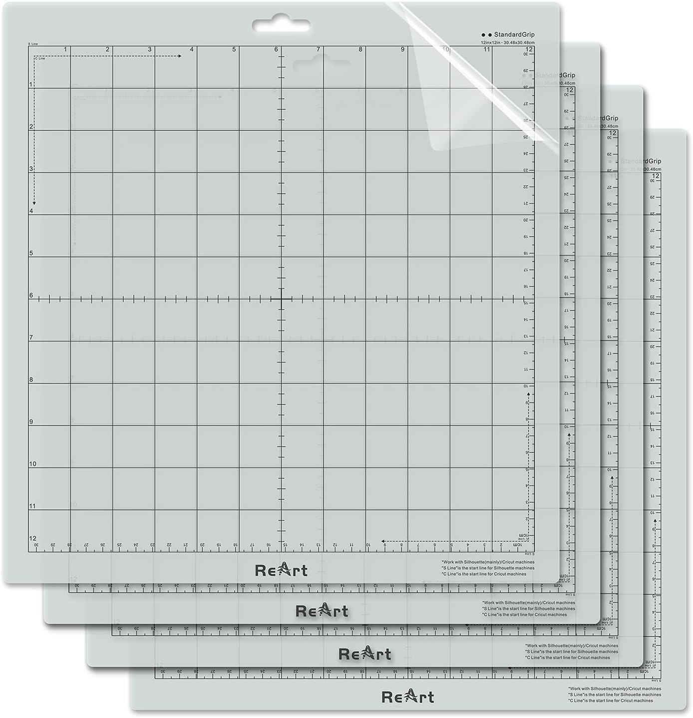 Standard Grip Cutting Mat for Silhouette Cameo 4/3/2/1-4 Packs 12" x 12" Adhesive Cut Mat Replacement Set Matts Vinyl Craft