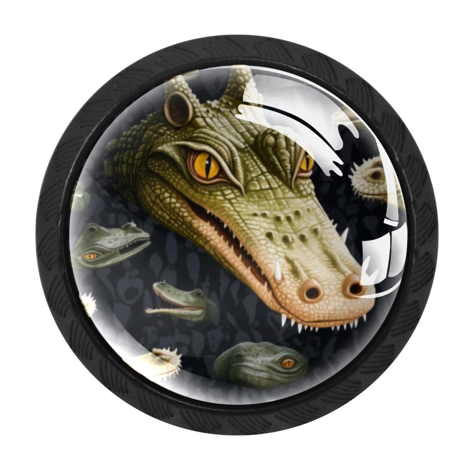CHENZZZZ Crocodile Drawer Knobs Pull Handle Crystal Glass Circle Shape Cabinet Drawer Pulls Cupboard Knobs with Screws for Kitchen Cupboard Dresser Wardrobe etc