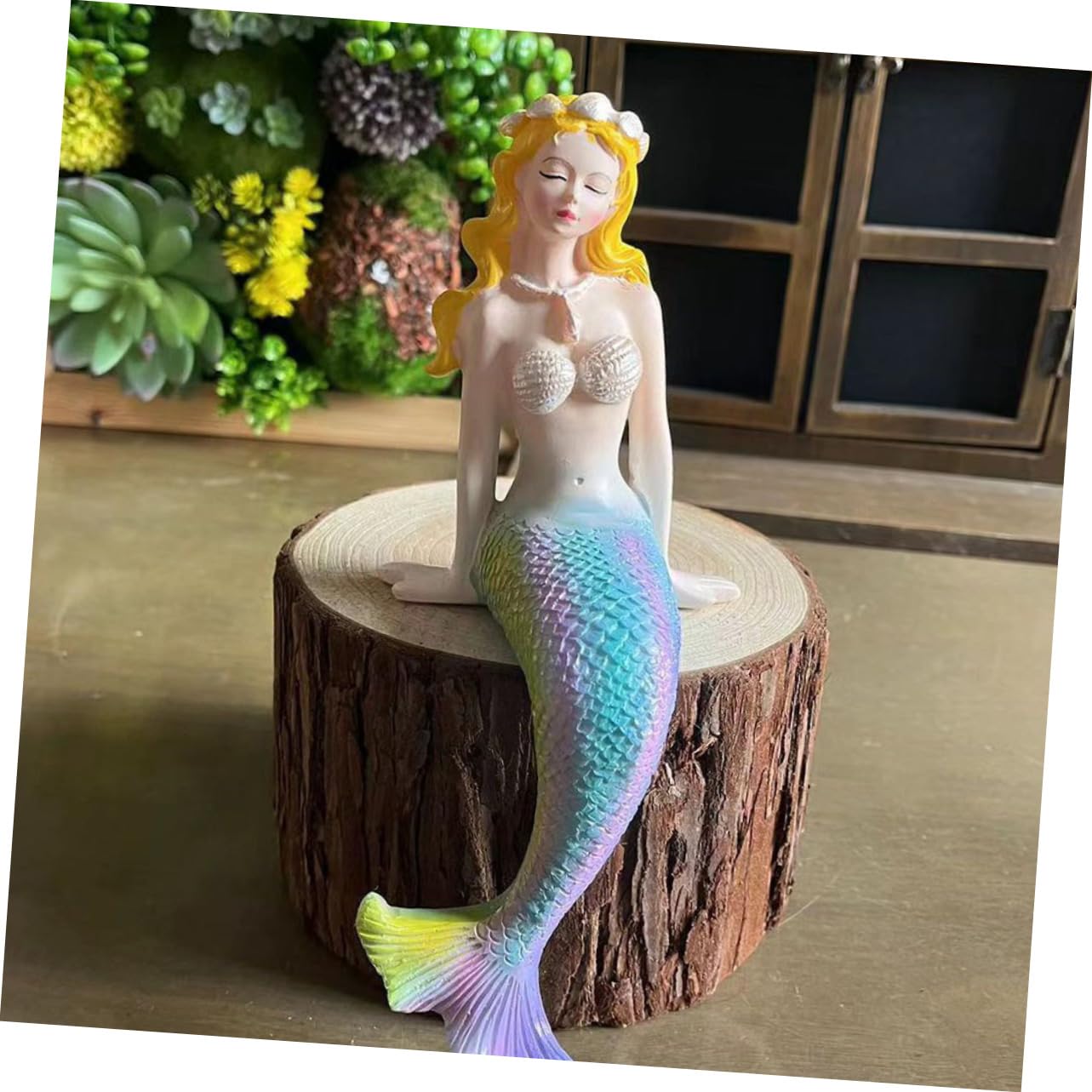 Cabilock 2 Piezas Estatua de Sirena Decorativa de Resina para Acuario y Oficina Adorno de Escritorio Accesorio Estable y Reutilizable para Decoración y Jardín