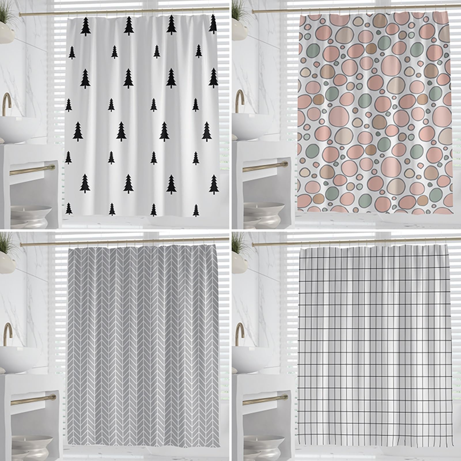 Badgordijn Gordijn Voor Badkamer 140 x 150 cm Aanpasbaar, Wasbaar, Verzwaarde, Sneldrogend, met Haak Stoffen Douchegordijnen Badgordijn, Latwerk