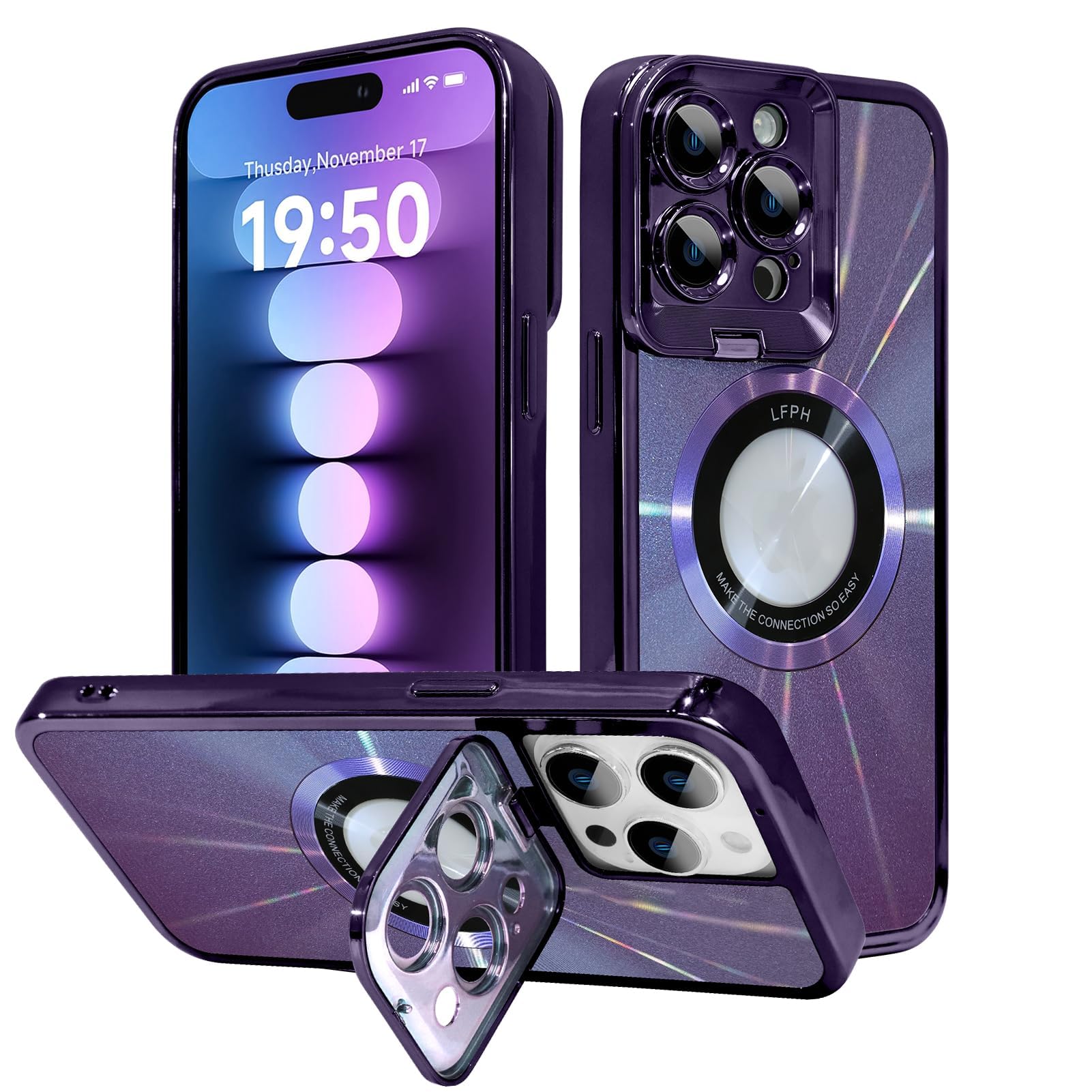 TERRIFI For iPhone 15 Pro Max Case with Camera Stand, [Compatible with MagSafe] [Built-in Camera Ring Stand], Military-Grade Protection, Magnetic Case for 15 Pro Max 6.7" 2023, Purple