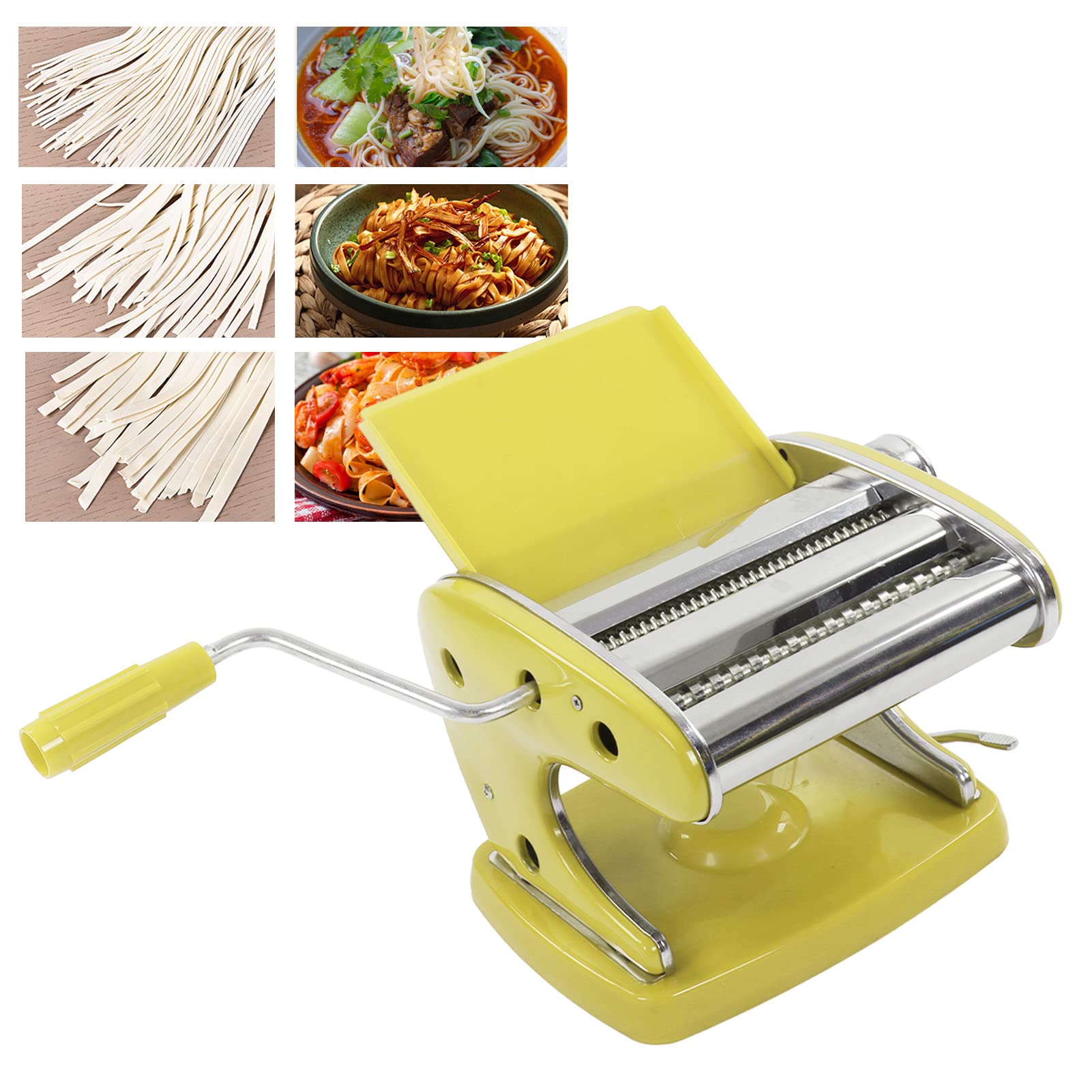 Ejoyous Nudelmaschine, Nudelmaschine aus Edelstahl, Manuelle Nudelpresse mit Saugfuß, Abgerundete Ecken, Einfache Reinigung, für Hausgemachte Pasta und Nudeln für Familien (Saugnapf 2 Messer)
