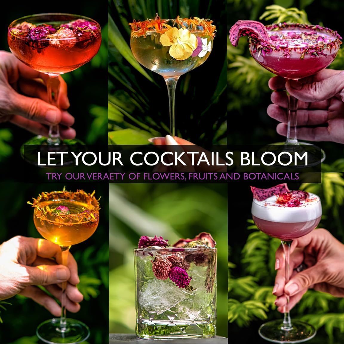 MILLIN Cocktail Garnish Gift Set – Edible Flowers & Dehydrated Fruits | Premium Bar Accessories | Unique Gift for Her | Holiday gifting