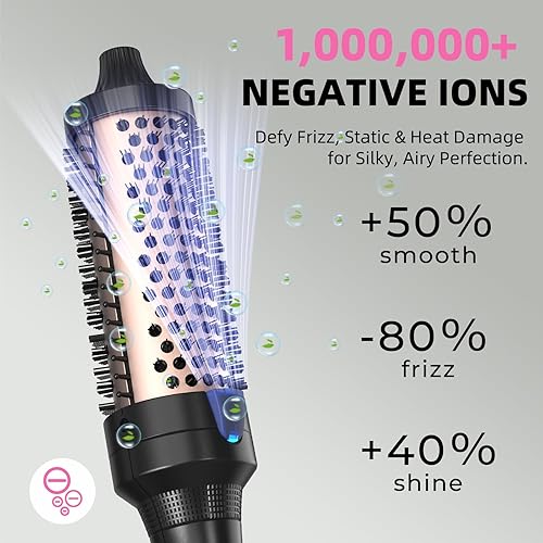 Miniatura 2 de K&K Cepillo rizador térmico – Cepillo de cerámica turmalina iónico de 1.5 pulgadas para volumen de raíces y rizos sueltos (negro)
