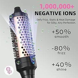 K&K Heated Curling Brush - 1.5 Inch Ceramic Tourmaline Ionic Volumizing Hot Brush for Root Volume & Loose Curls (Black)