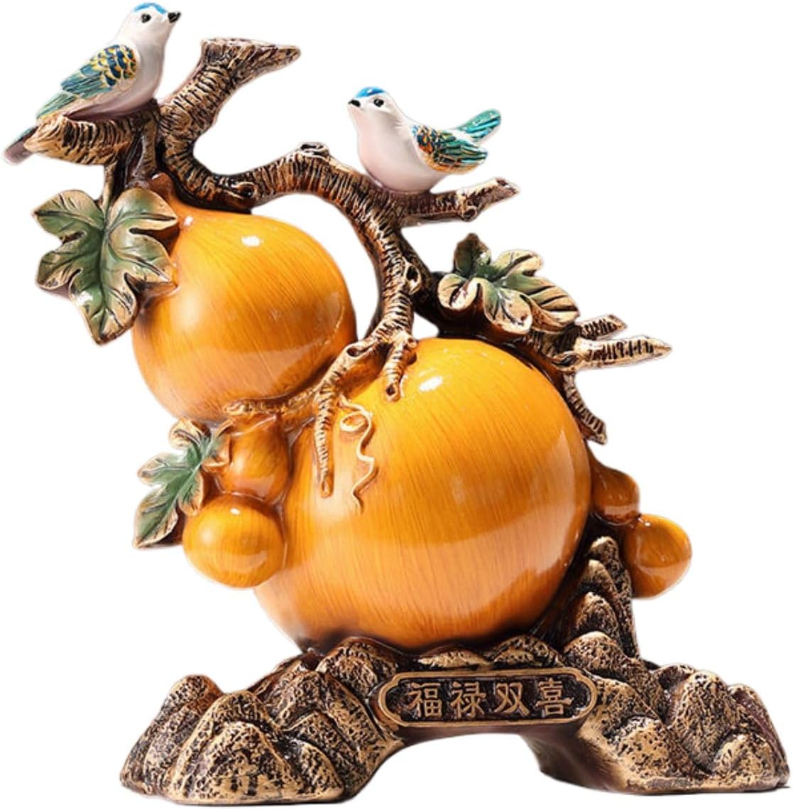 葫芦 Pure Copper Gourd Retro Home Decor Tabletop 摆件 Feng Shui Figurine Home Office Decor Chinese Gifts 福禄双喜办公室酒柜装饰品客厅家居新中式乔迁新居礼物品 8399