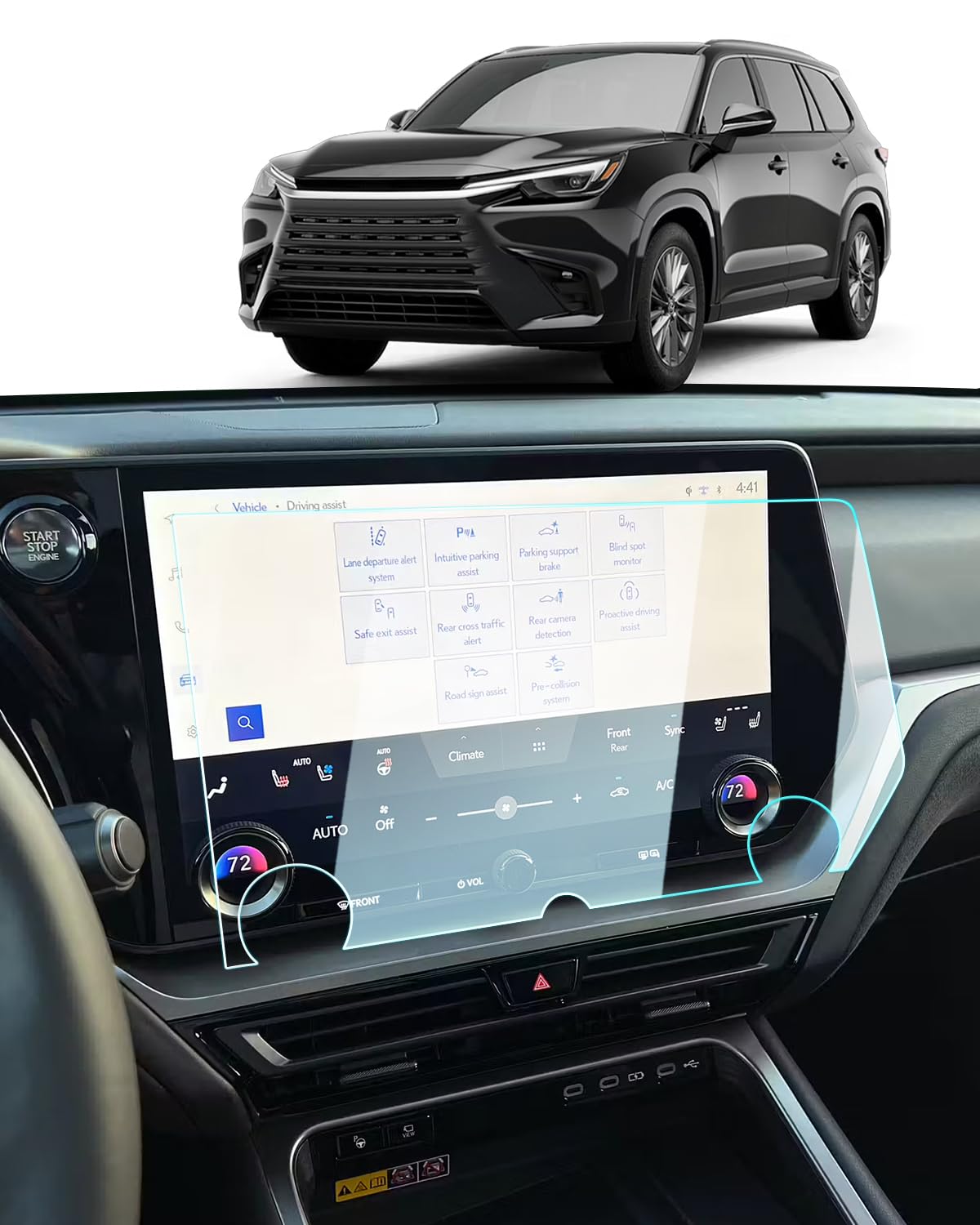 For 2025 Lexus TX Screen Protector - 2025 2024 2023 TX350/TX350h/TX450h+/TX500h Accessories 9H Tempered Glass 14 Inch Navigation Touchscreen Anti-Scratch Reduce Fingerprints High Sensitivity HD Clear