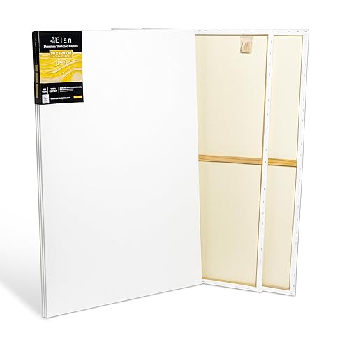 Elan Stretched Canvases 80x120 CM 380 GSM, 3-Pack Art Canvases for Oil Painting, Extra Large Canvas for Painting 380 GSM, Oil Canvas 80x120 CM - 80X120 CM