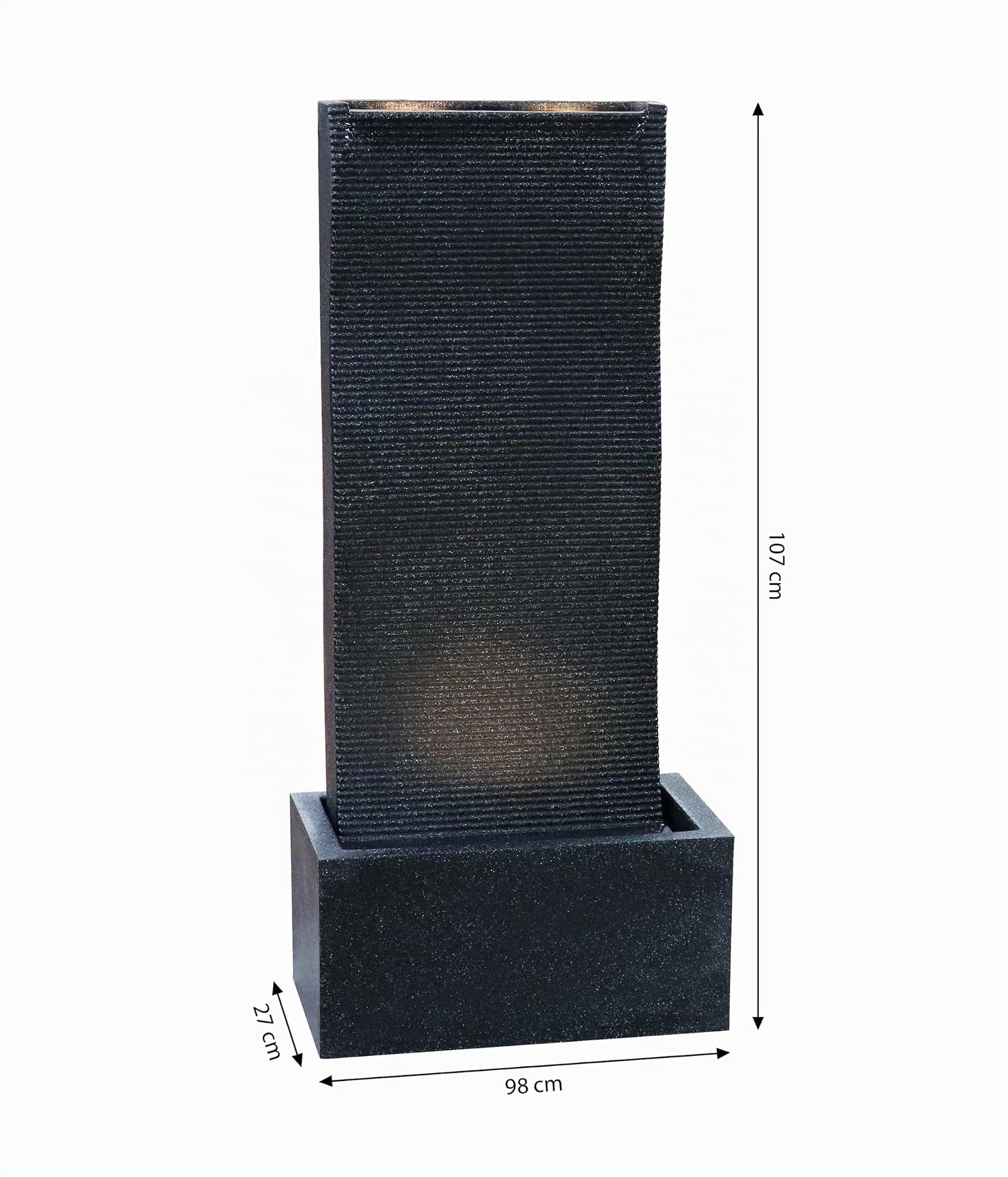 Dehner Gartenbrunnen Altero, schwarz, 49 x 107 x 26.5 cm | mit LED Beleuchtung, frostbeständig, solarfähiger Brunnen für Außen, Polyethylen