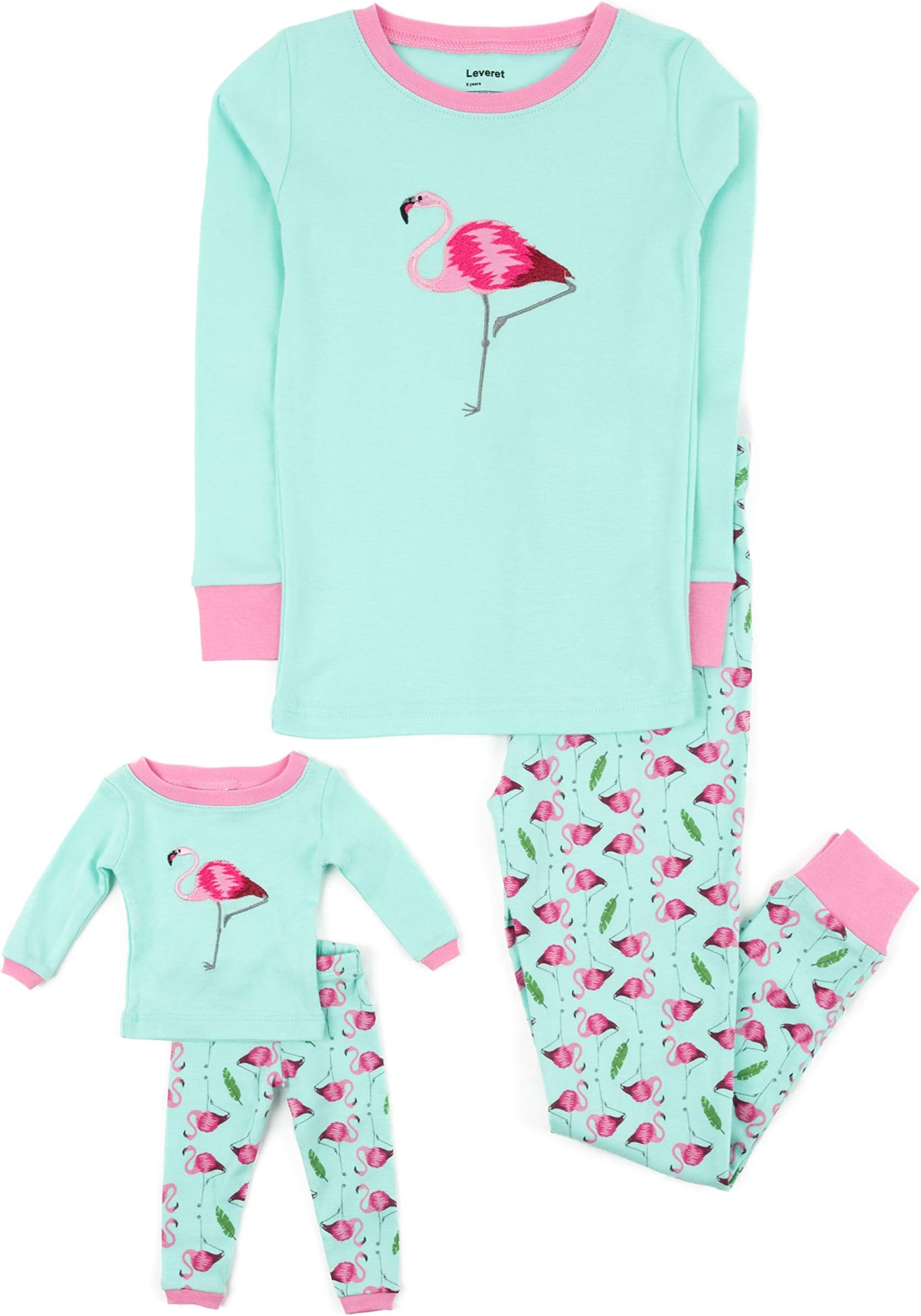 Leveret Kids & Toddler Pajamas Matching Doll & Girls Pajamas 100% Cotton Pjs Set (2-14 Years) *Fits American Girl