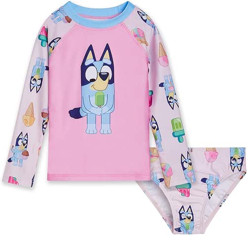 Bluey Girls Raglan Rash Guard and Bikini Bottom UPF 50+