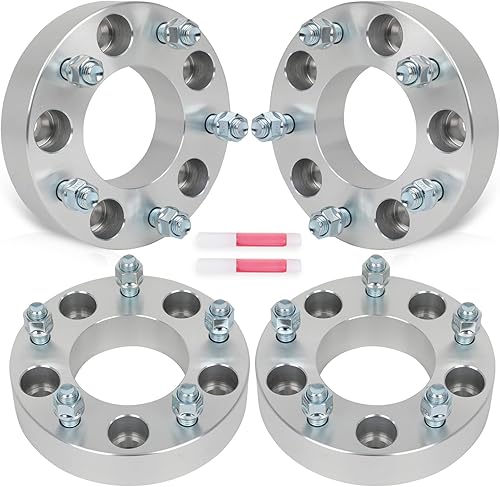 SCITOO 4 adaptadores de rueda de 5 x 135 a 5 x 5.5 pulgadas, orificio de 1.5 pulgadas, pernos de 3.429 in, 14 x 2 5 lengüetas, espaciadores de rueda