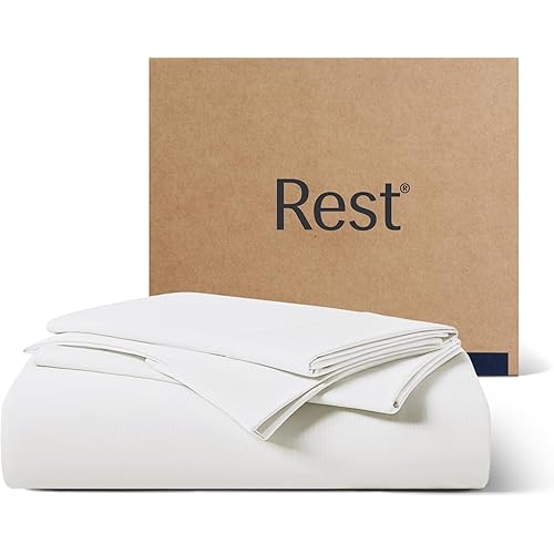REST® Evercool®+ Starter Sheet Set, Twin Size, White, Breathable Bed Sheets for Hot Sleeper and Night Sweats, with Pillowcases, Ionic+ Self-Cleaning Silver Yarn for Sensitive Skin, 3PCS No Flat Sheet