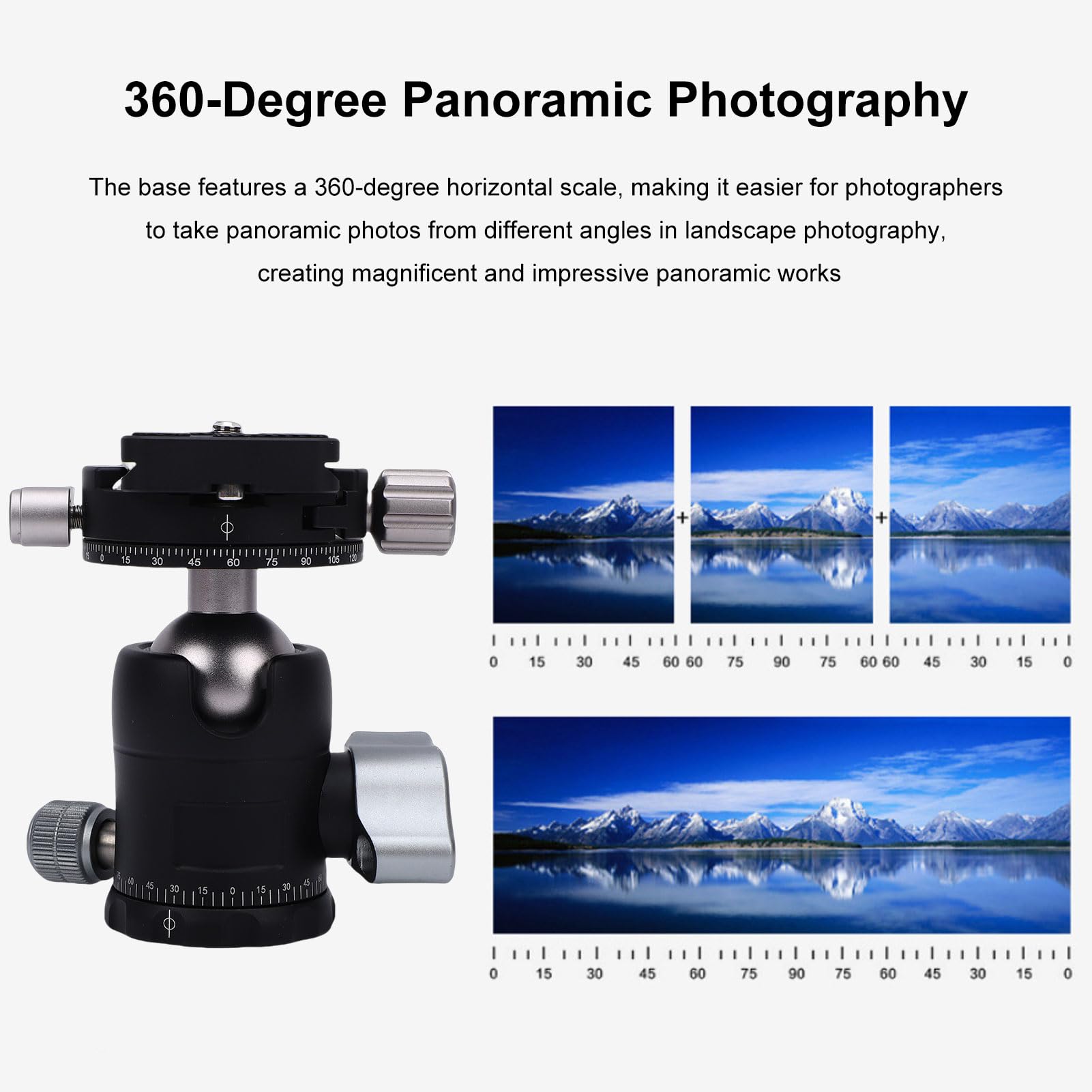Diyeeni Rótula de Bola para Trípode X-30S, Rótula Panorámica Giratoria de 360 ​​​​Grados con 3 Perillas de Bloqueo Independientes y Placa de Liberación Rápida Arca S, para Cámaras DSLR,