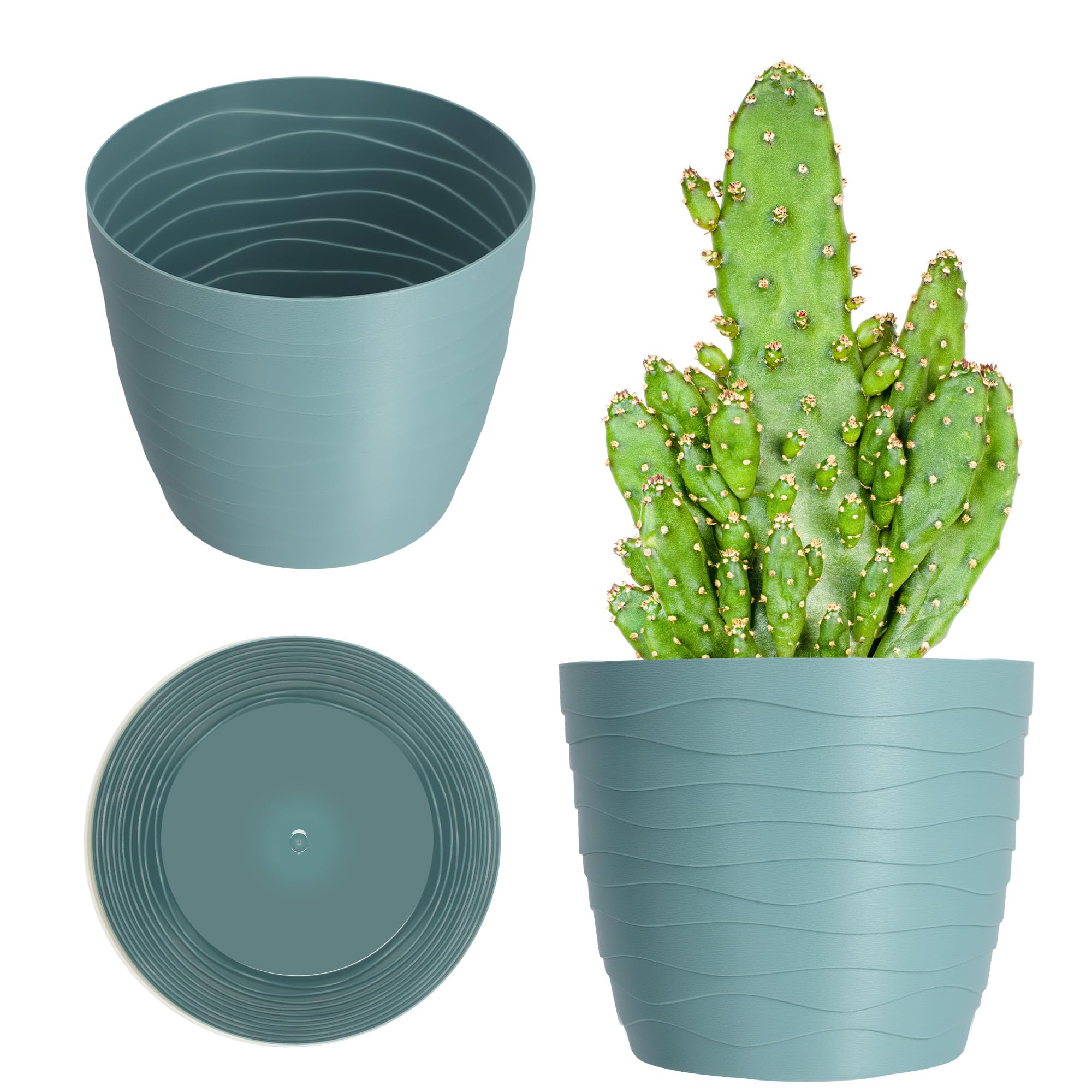KADAX Decoratieve sierpot met binneninzetstuk, ronde plantenpot, bloempot van kunststof, plantenpot voor binnen en buiten, bloempot (wit, 40 cm