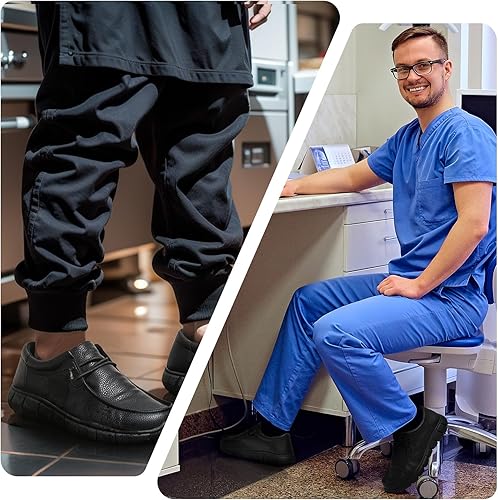 Miniatura 5 de NINGO Zapatos de cuero antideslizantes para hombres y mujeres, mocasines de trabajo resistentes al agua, antideslizantes, ligeros, transpirables,