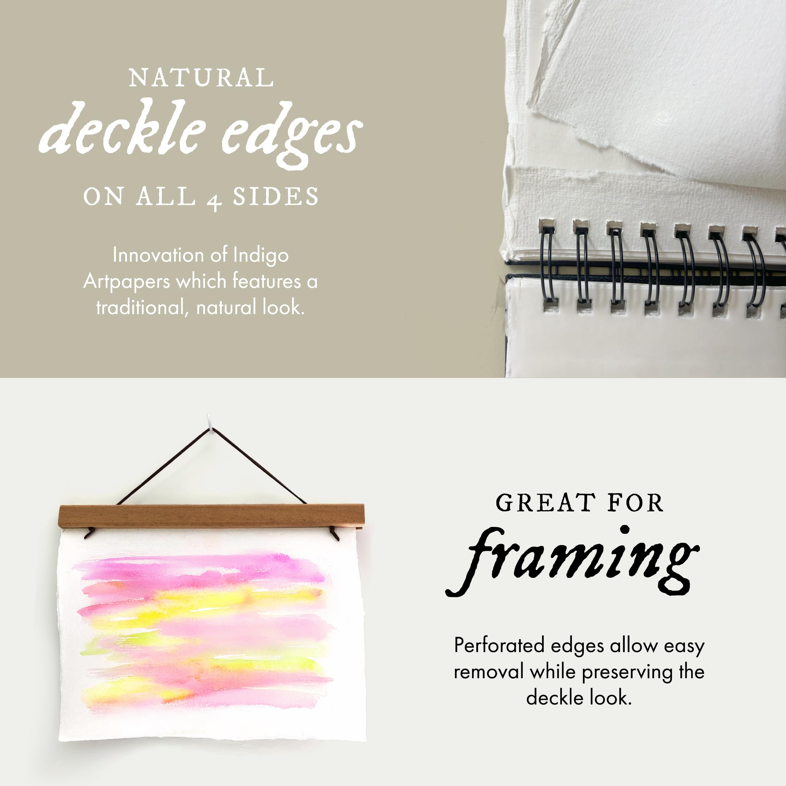 Indigo Artpapers 100% coton papier fait main en Wiropad 6 x 9 blanc