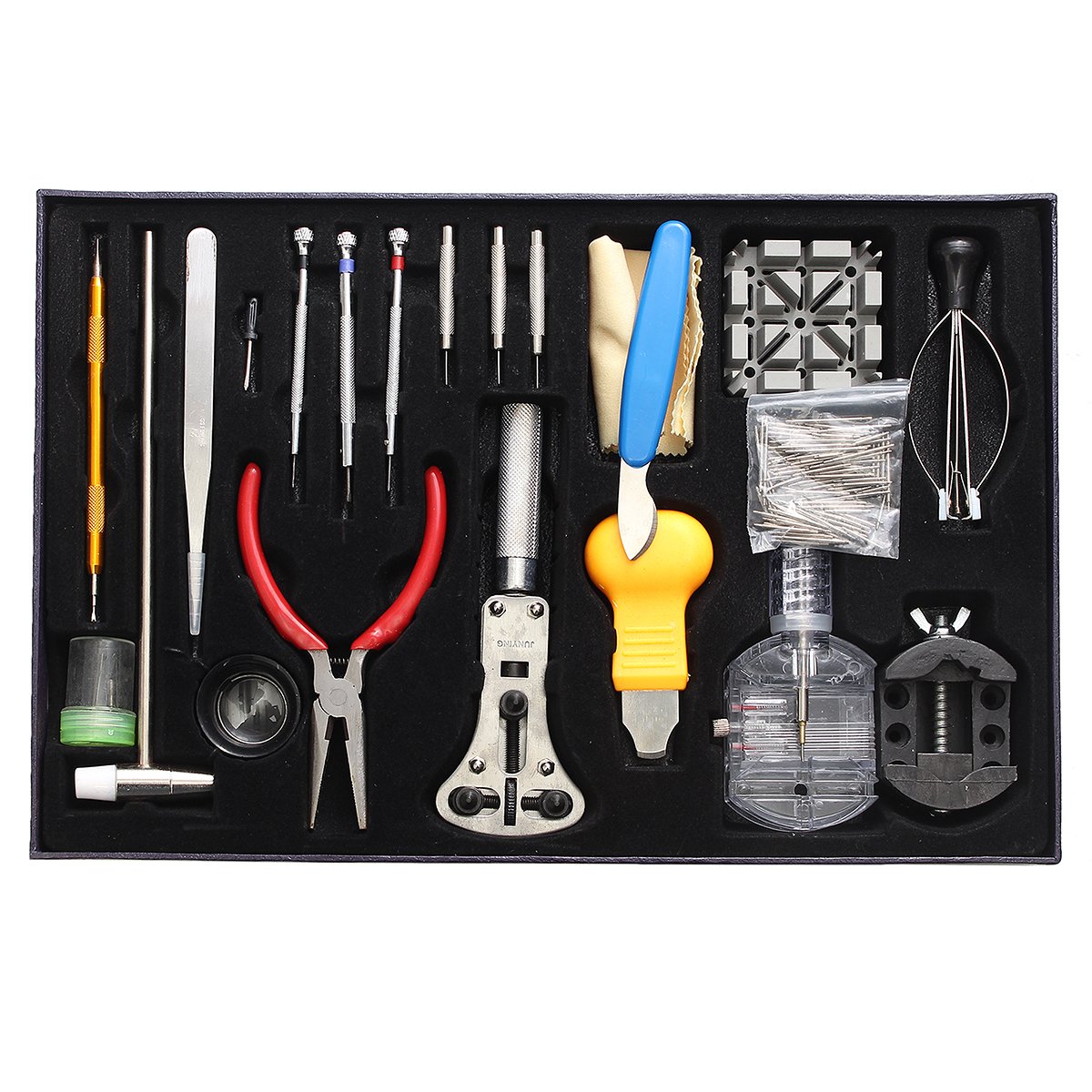 155Pcs Montre Réparation Trousse D'Outils Montre Ouvre-Porte Dévisseuse Pince À Épiler Horloger Précision Set