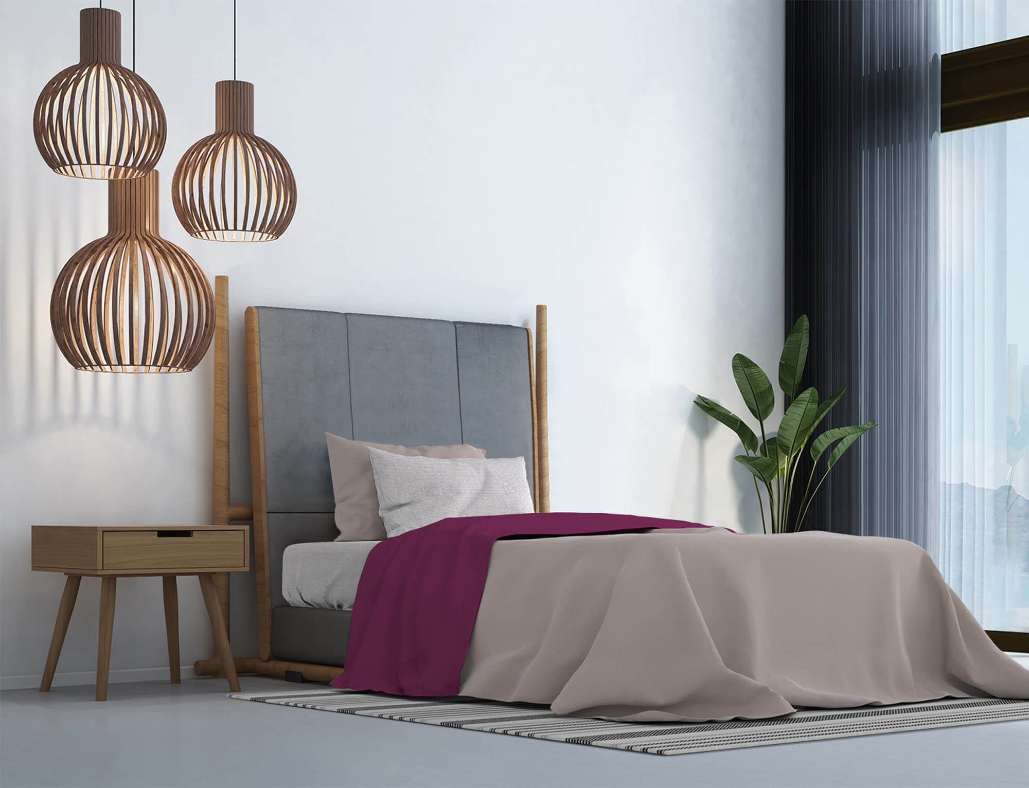 Trendy Chic Bed Set, Fuchsia, Square and Half, King single