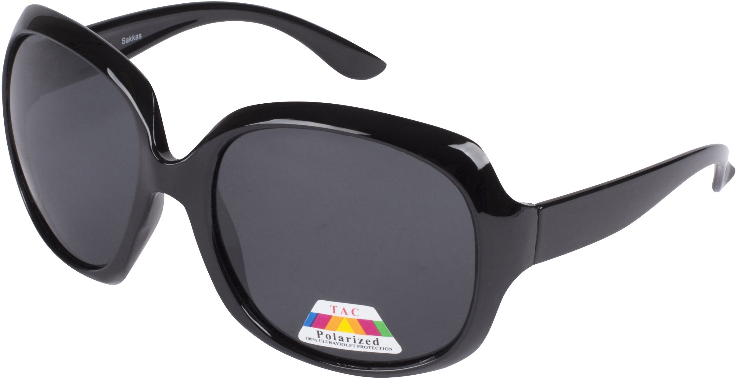 Sakkas 5654AG Polarized Retro Oversized Frame Fashion Sunglasses - Black Polarized