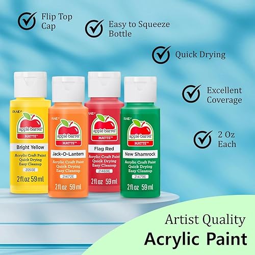 Miniatura 2 de Juego de pintura acrílica de 24 colores con 2 lienzos, kit de pintura acrílica de 2 onzas líquidas, rico pigmentado, acabado mate y aplicación