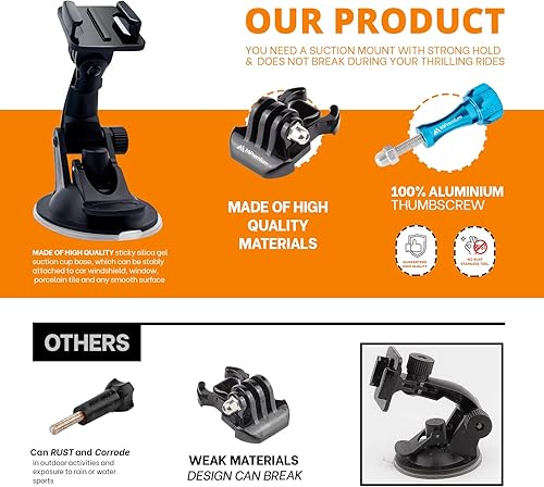 Miniatura 3 de MiPremium Soporte de ventosa para GoPro Hero 1312111098765433+2 GoPro Max, Hero+, sesión y otras cámaras de acción para parabrisas de automóvil y