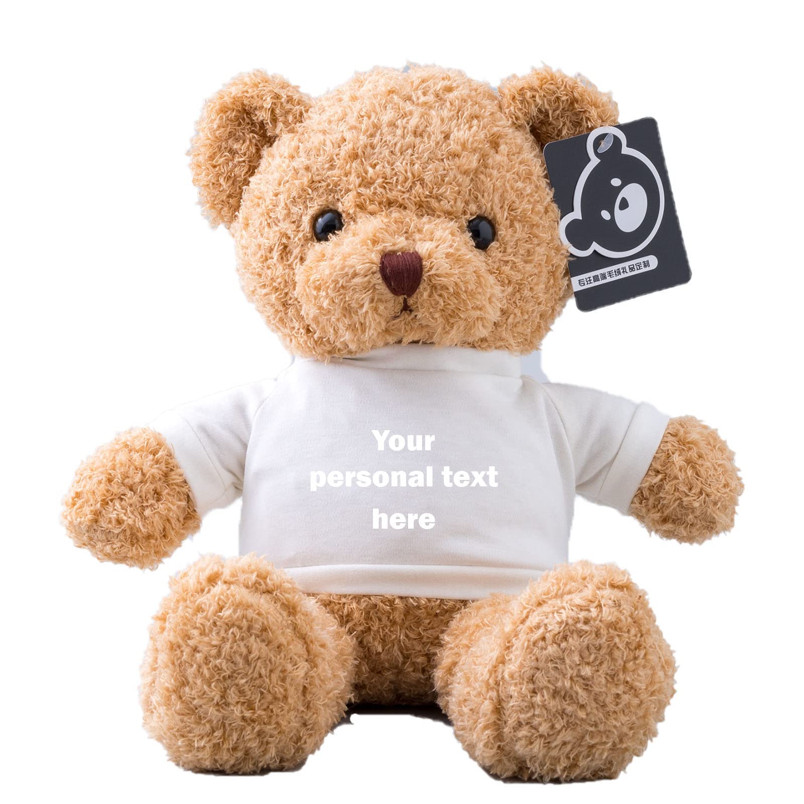 ADORSUN Personalised Teddy Bear Stuffed Animal with Customised Text, Stuffed Bear as Personalised Gift for Women/Men on Valentines' Day/Birthday/Anniversary 12inch-T Shirt-White