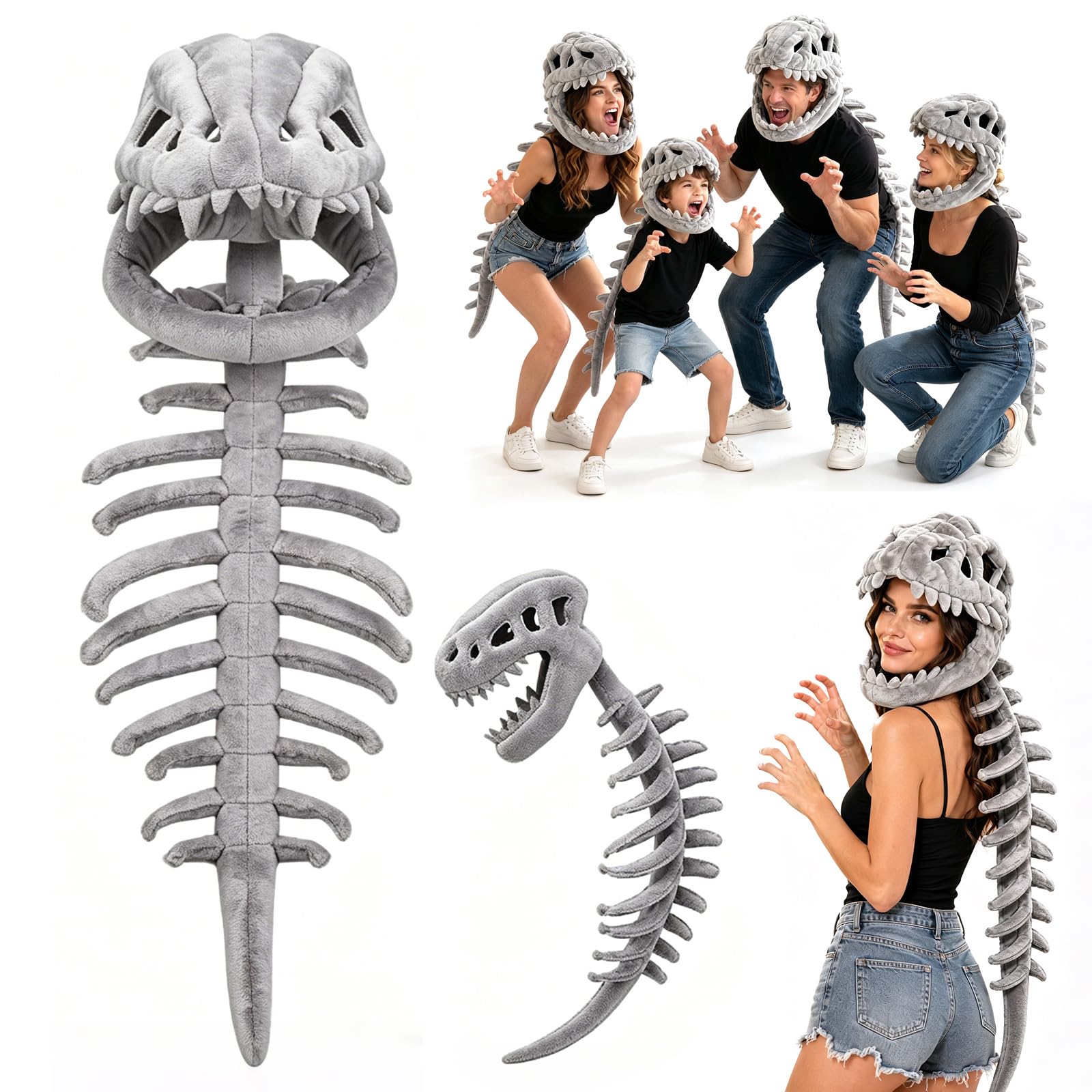 Dinosaur Skeleton Costume Adult Set, 125CM Spinosaurus Dinosaur Costume