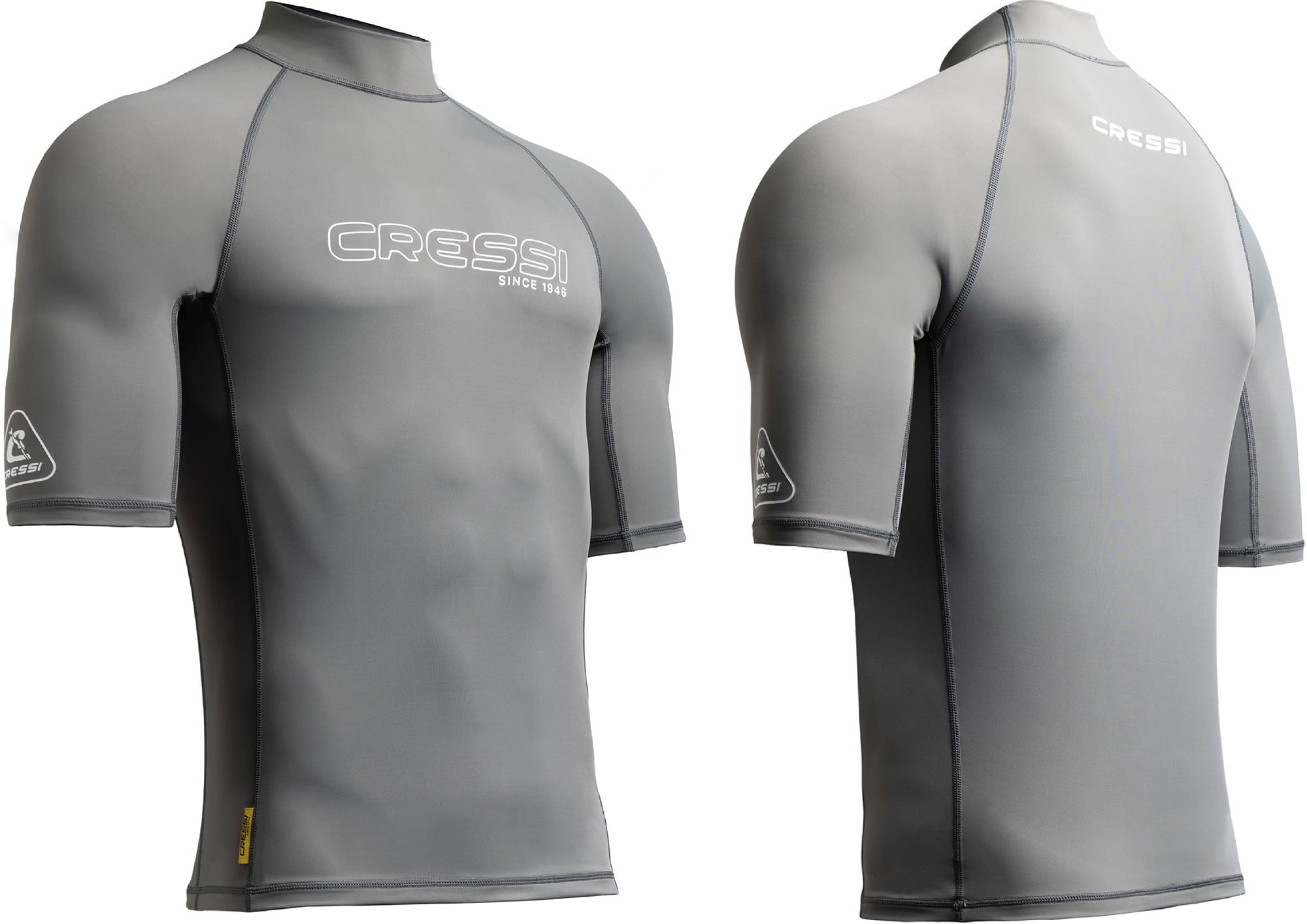 CRESSI since 1946 - Sentinel Man - Short Sleeve Rash Guard UPF 50+ Sun Protection Quick Dry Swimming, Surfing, Diving, Fishing, Beach, Pool and Water Sports - Grey/White - L/4 - Men's