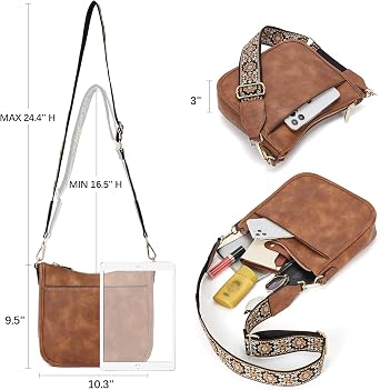BOSTANTEN Crossbody Bags for Women Vegan Leather Purse Wide Shoulder Strap