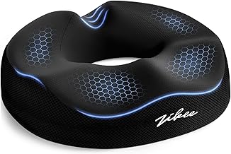 ZIKEE 360° Pain Relief Donut Pillow for Tailbone Pain, Hemorrhoid Pillow for Sitting, Memory Foam Donut Seat Cushion with Ergonomic W-Shaped Designs for Thighs Relief, Postpartum & Post Surgery Care