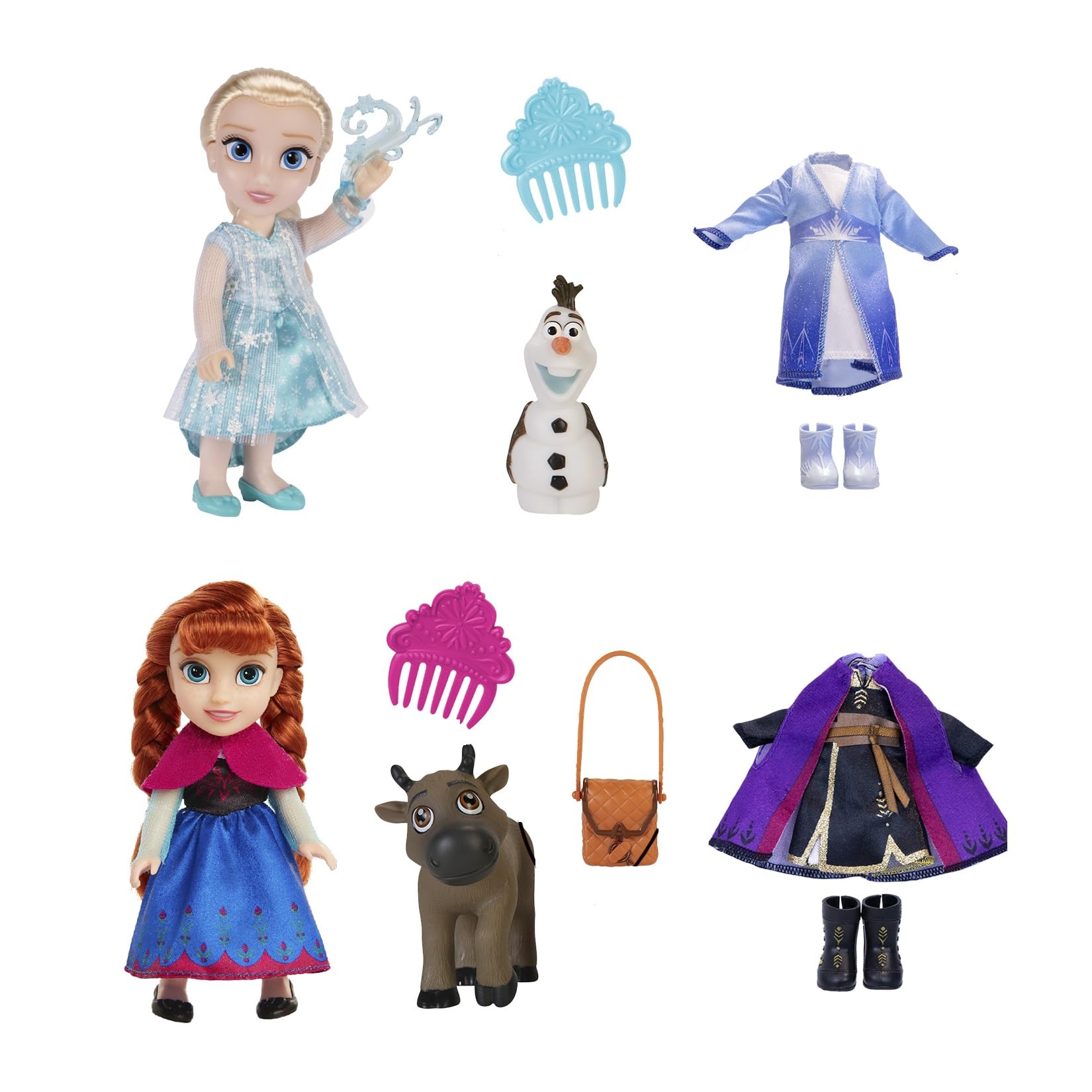 Disney Frozen Elsa & Anna Extra Fashions Petite Gift Set by Jakks Pacific, Officially Licensed by Disney