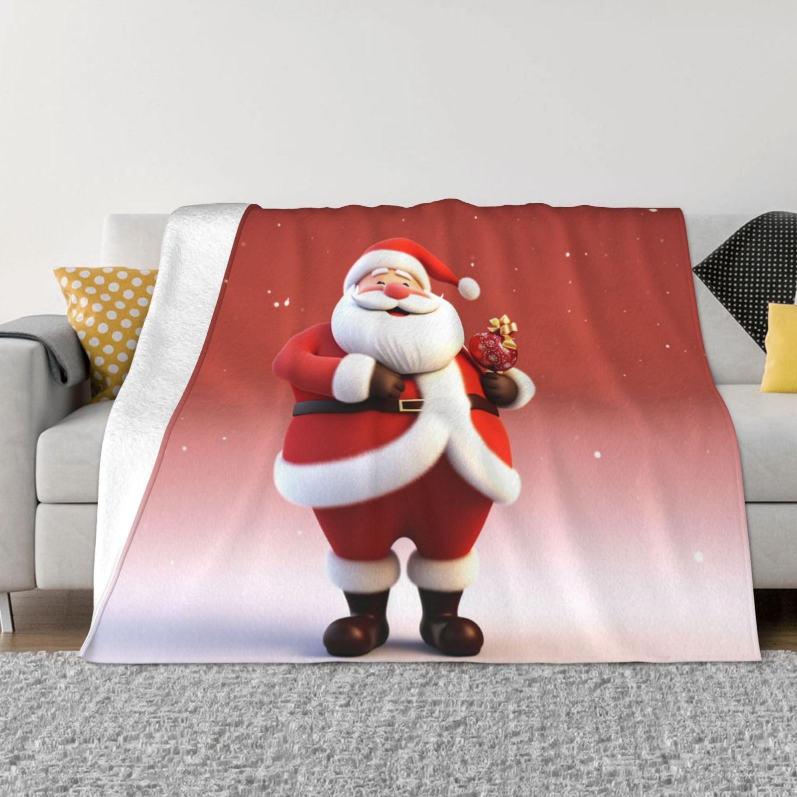 Couverture en flanelle imprimée Père Noël de qualité ultra douce
