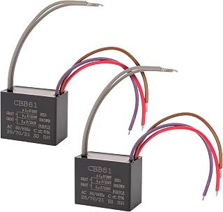 CBB61 4.5uf + 6uf + 5uf 5-Wire 250V/300V AC Ceiling Fan Capacitor by BlueStars - Pack of 2 - Replacement for Harbor Breeze & New Tech - 50/60 Hz - Electrical Power Relay Connecting Capacitor