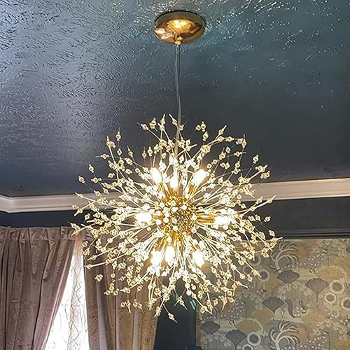 Miniatura 6 de Vikaey Moderno candelabro de fuegos artificiales de diente de león, lámpara de baño dorada, lámpara colgante de cristal para comedor, dormitorio,