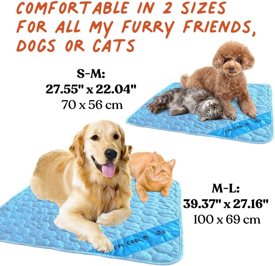 Inspector Tail Self Cooling Mat for Dog + Free String Bag / Washable & Portable Pet Soft Pad for Indoor or Outdoor / Perfect as Blanket for Kennel Sofa Bed Floor Car : Pet Supplies