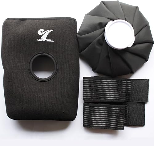 Miniatura 7 de Creatrill Bolsa de hielo reutilizable para terapia fría y caliente (9 pulgadas), envoltura de núcleo de neopreno con correa elástica, soporte de