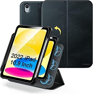 TORRAS Magnetic iPad 10th Generation Case (iPad 10.9-Inch Case 2022) with Multiple Viewing Angles, Protective iPad 10th Generation Case with Stand, Pencil Holder and Auto Wake Sleep, Black