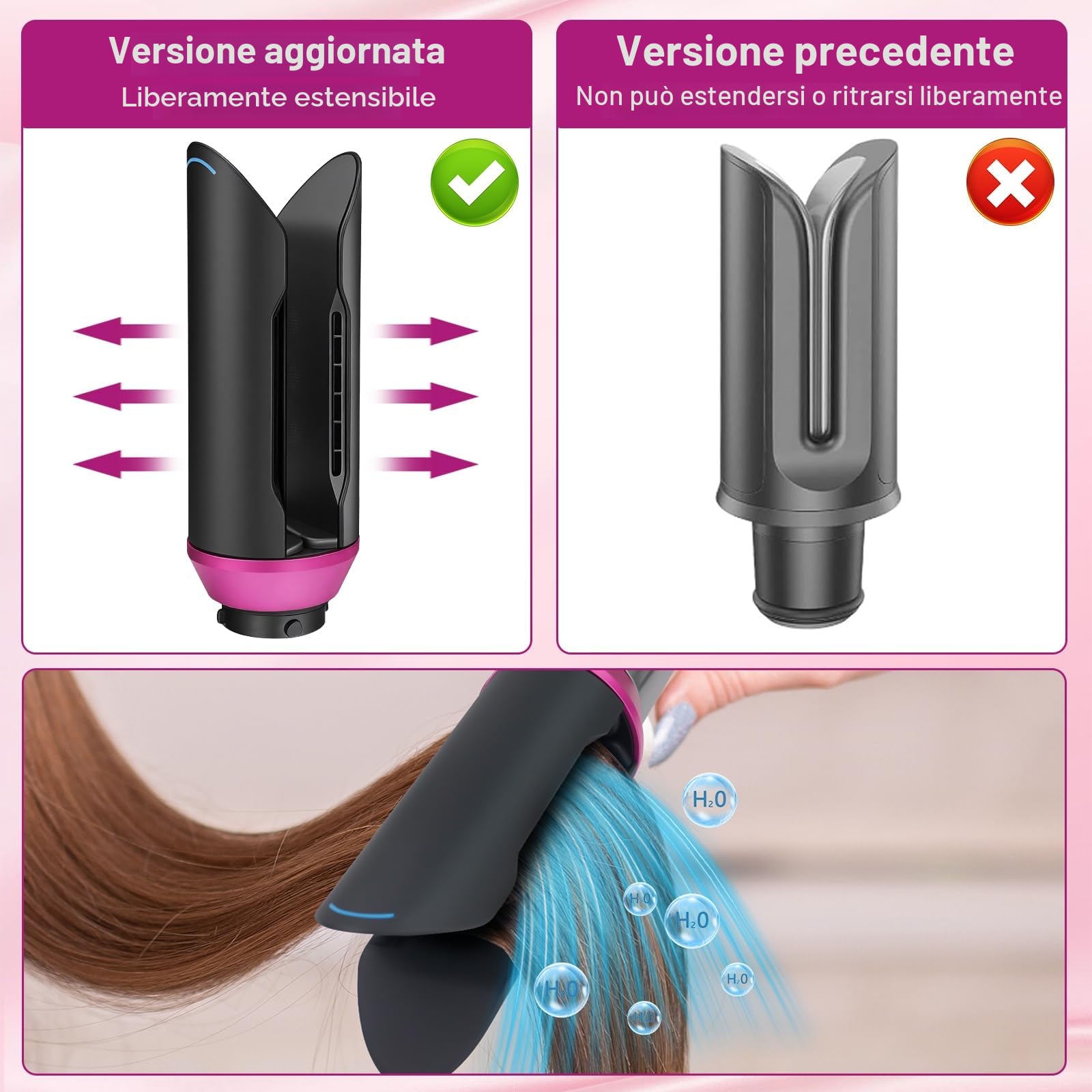 Accessorio per piastra per capelli Dyson Airwrap HS01 HS05 HS08, spazzola pre-styling per capelli ricci, accessorio per capelli (rosa)