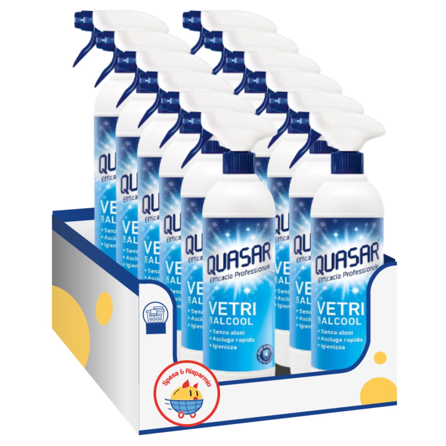 Detergente vetri con alcool – pulizia rapida e senza aloni – 580 ml – Variazioni 4/8/12 Pezzi (12)