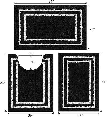 Miniatura 2 de Uphome Juego de alfombras de baño de 3 piezas, juego de alfombras de baño suaves de microfibra lanuda con alfombra de inodoro en forma de U,