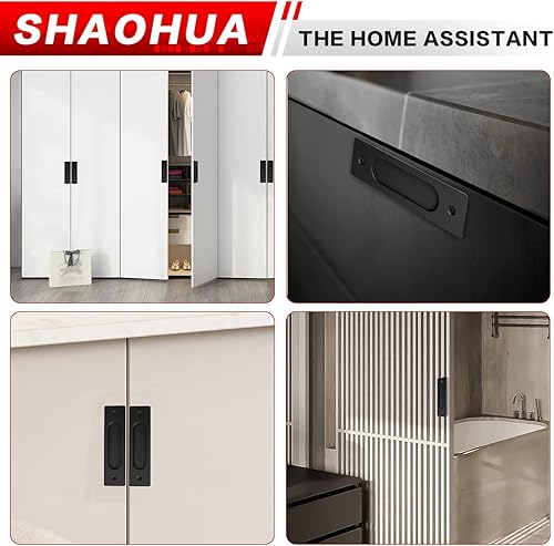 Miniatura 5 de Manija de puerta corrediza de armario de 6 pulgadas, 2 tiradores empotrados con tornillos, tiradores de acero inoxidable y manijas de puerta de